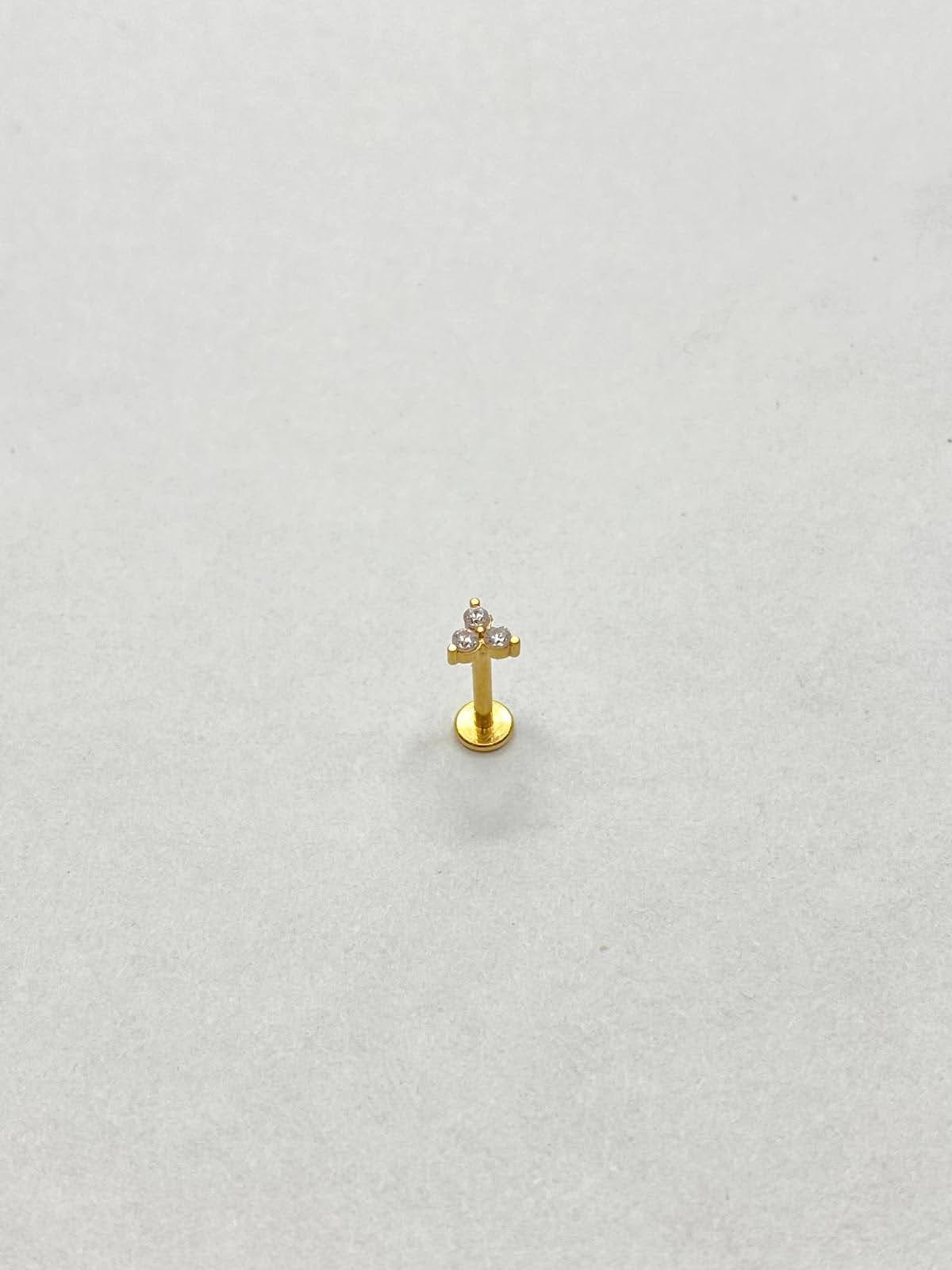 Surgical Steel Three Zircon Stud